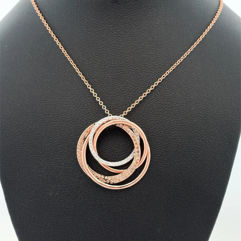 EFFY 14K Rose Gold Pave Diamond Intertwined Multi Circle Infinity Necklace